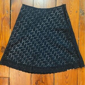 White House Black Market A Line Flare Skirt Size 8 Black Eyelet Lined Career